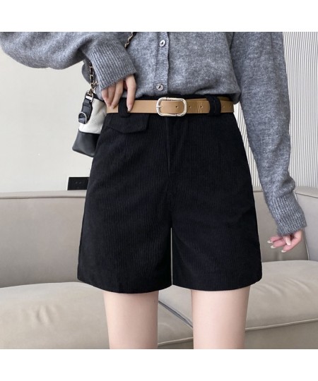 Fashion Korean High Waist Women's Shorts Loose Streetwear Solid Corduroy Winter Shorts S-5XL Big Size Wide Leg Short Femme $7...