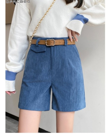 Fashion Korean High Waist Women's Shorts Loose Streetwear Solid Corduroy Winter Shorts S-5XL Big Size Wide Leg Short Femme $7...