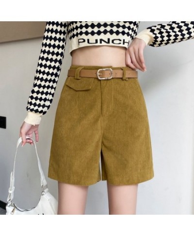 Fashion Korean High Waist Women's Shorts Loose Streetwear Solid Corduroy Winter Shorts S-5XL Big Size Wide Leg Short Femme $7...