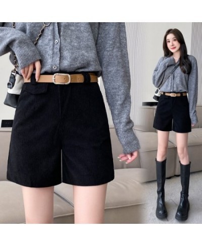 Fashion Korean High Waist Women's Shorts Loose Streetwear Solid Corduroy Winter Shorts S-5XL Big Size Wide Leg Short Femme $7...