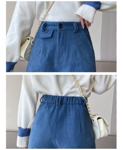 Fashion Korean High Waist Women's Shorts Loose Streetwear Solid Corduroy Winter Shorts S-5XL Big Size Wide Leg Short Femme $7...