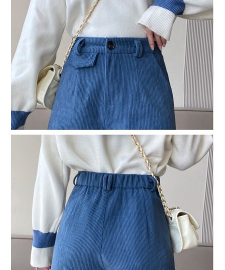 Fashion Korean High Waist Women's Shorts Loose Streetwear Solid Corduroy Winter Shorts S-5XL Big Size Wide Leg Short Femme $7...