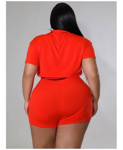 Plus Size Sweatsuits Women's Costumes 2022 Letter B Print Short Sleeve Zipper Up Jackets and High Waist Skinny Shorts $44.44 ...