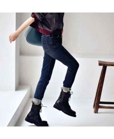 N8526C Korean version washing do old style comfortable stretch Dark blue straight jeans $83.93 - Jeans