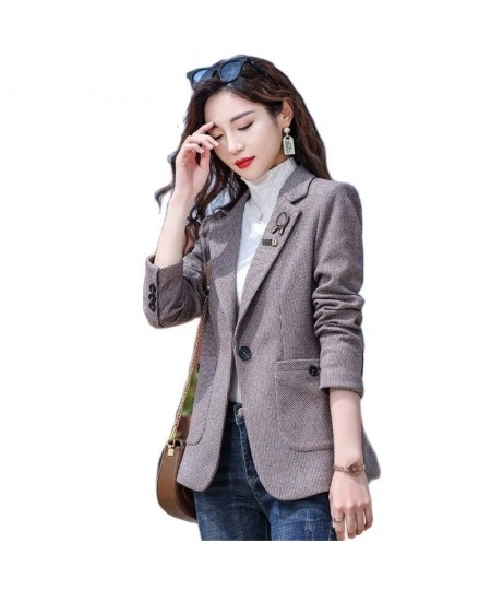 Blazer Women Spring and Autumn Casual Ladies Woolen Suit Jacket Female Design Sense Elegant Blouser Chaqueta De Traje 2022 Ne...