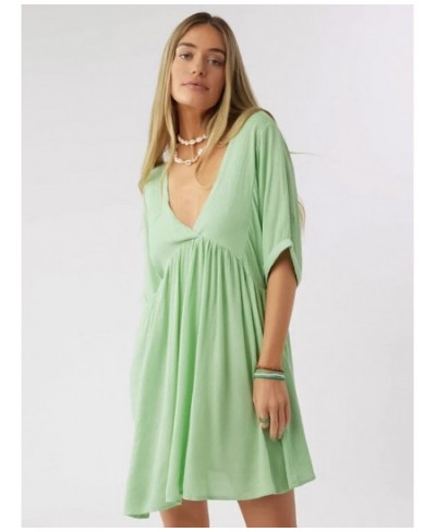 Black Sleepwear Women's Nightgown Lacing Backless Night Dress Sexy Mini Dress Deep V-Neck Half Sleeve Woman Dresses Green $41...