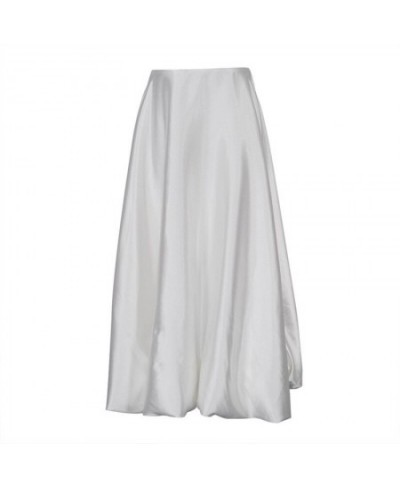 Elegant White Satin High Waist A-line Pompon Skirts for Women Office Lady Solid Color Sinple Chic Skirt Casual Loose Y2k Skir...