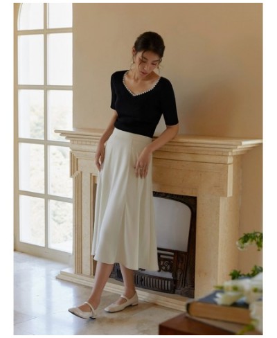 French Elegant Structure Split Skirt for Women Summer Commuting Office Lady High Waist Slimming Thin Umbrella Skirt Female $7...