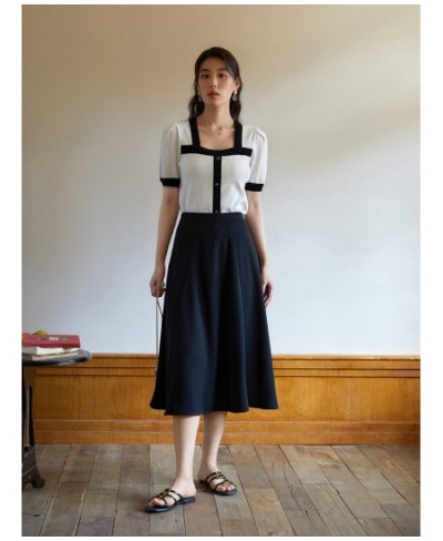 French Elegant Structure Split Skirt for Women Summer Commuting Office Lady High Waist Slimming Thin Umbrella Skirt Female $7...