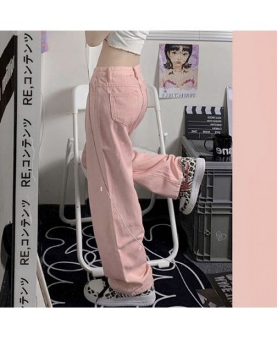 90s Y2K Oversize Pink Women Kawaii Jeans Korean Streetwear High Waist Baggy Wide Leg Denim Pants Loose E Girl Asethetic $49.1...