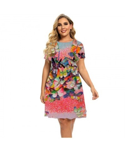 Floral Printed Dress Short Sleeve Natural Scenery Women Dresses Summer Casual Loose A-Line Dress Sundress Plus Size Clothing ...