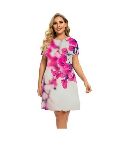 Floral Printed Dress Short Sleeve Natural Scenery Women Dresses Summer Casual Loose A-Line Dress Sundress Plus Size Clothing ...