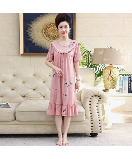 Elegant Floral Women Modal Cotton Long Nightgowns Sleepshirts Summer Home Dress Sleepwear Comfortable Nightdress Indoor $35.7...