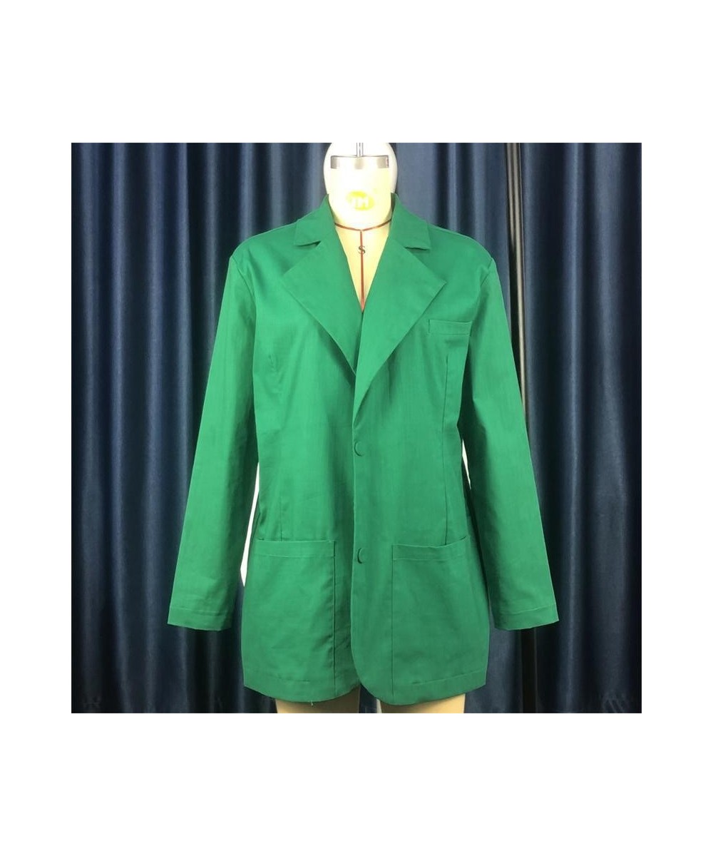 2023 Fashion Autumn Solid Shoulder Pads Blazer For Women Casual Long Sleeve Single-Breasted Loose Coat Tops Female Green $61....