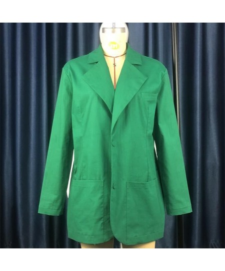 2023 Fashion Autumn Solid Shoulder Pads Blazer For Women Casual Long Sleeve Single-Breasted Loose Coat Tops Female Green $61....