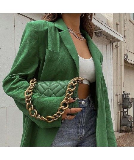 2023 Fashion Autumn Solid Shoulder Pads Blazer For Women Casual Long Sleeve Single-Breasted Loose Coat Tops Female Green $61....