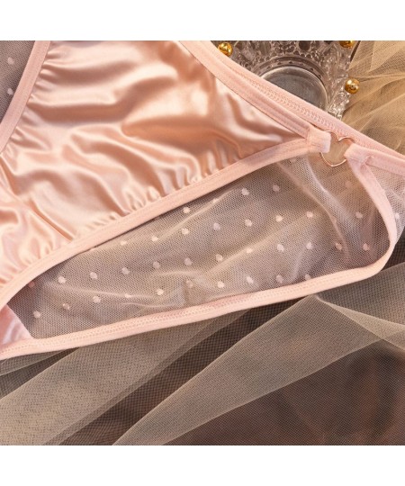 Sexy Satin Panties Love Heart Buckle Dot Print transparente mujer Lace Underwear Breathable Lingerie Women Brief $13.32 - Und...