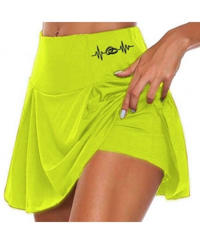 Women 2 In 1 Tennis Butt Scrunch Skirted Running Shorts Quick Dry Fake Skirt Sexy Gym Workout Short Pants Yoga Short Dress $2...