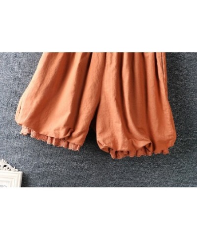 2022 Japanese Style Mori Girl Loose Shorts Solid Color Cotton Linen Lace Summer Shorts Women $54.70 - Bottoms