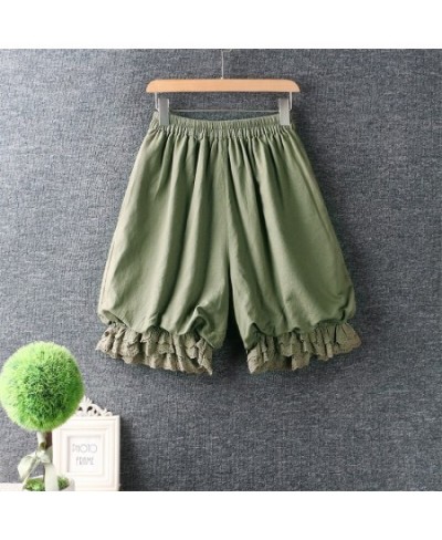 2022 Japanese Style Mori Girl Loose Shorts Solid Color Cotton Linen Lace Summer Shorts Women $54.70 - Bottoms