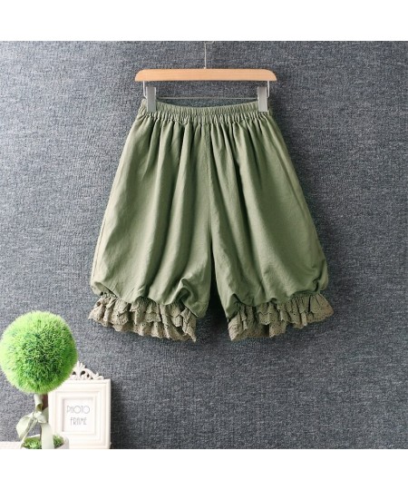 2022 Japanese Style Mori Girl Loose Shorts Solid Color Cotton Linen Lace Summer Shorts Women $54.70 - Bottoms