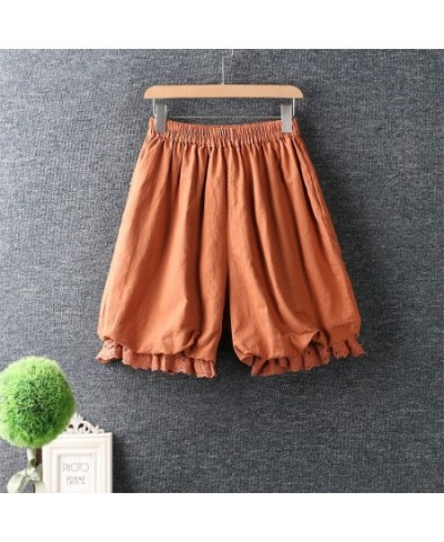 2022 Japanese Style Mori Girl Loose Shorts Solid Color Cotton Linen Lace Summer Shorts Women $54.70 - Bottoms