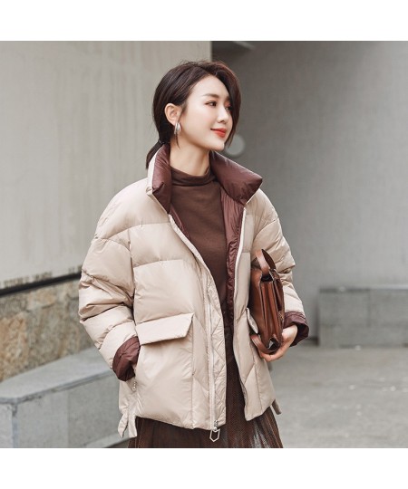 Women Winter Down Jacket Warm Big Pockets Light 90% White Duck Down Coat Loose Outwear $79.24 - Jackets & Coats