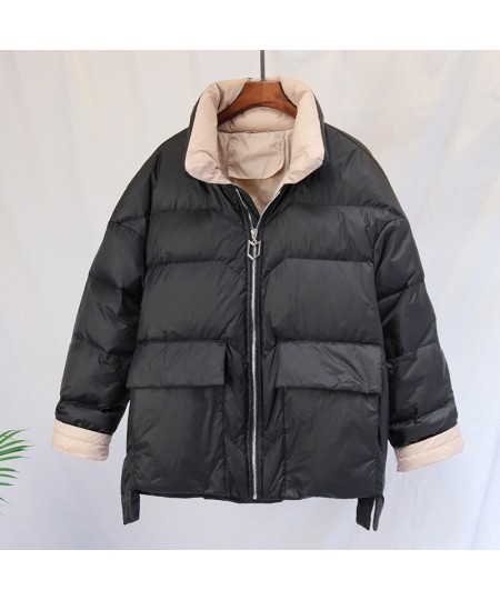 Women Winter Down Jacket Warm Big Pockets Light 90% White Duck Down Coat Loose Outwear $79.24 - Jackets & Coats