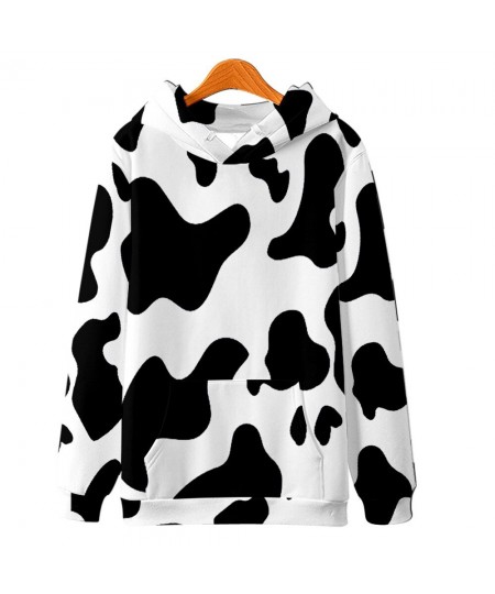 Fashion Black White Cow Pattern Print Hoodie Women Men Long Sleeve Sweatshirt Hoodies Casual Harajuku Jackets Coat $39.74 - H...