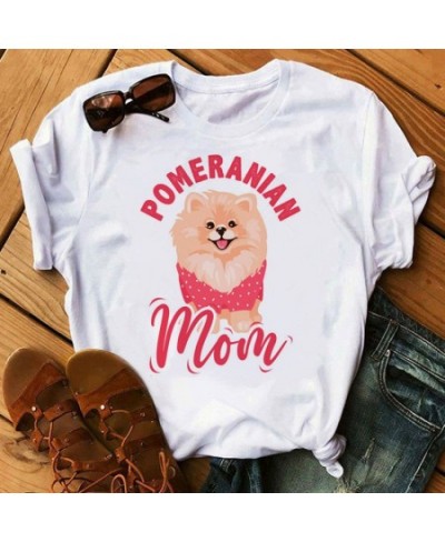 Fashion Women T Shirt Pomeranian Mom Tshirt Dog I Love Mom Tee Shirts Cartoon T-shirt Female Summer Short Sleeve Tops Clothin...