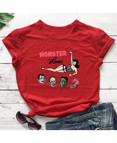 Colored Monster Lover cute T-shirt women 100% Cotton funny tumblr aesthetic graphic Vintage casual Fashion unisex tee top $27...