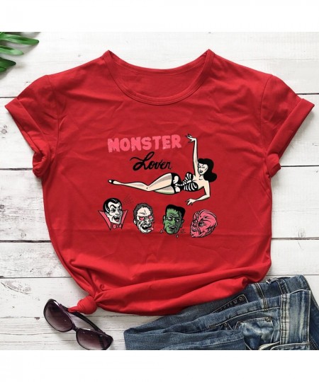 Colored Monster Lover cute T-shirt women 100% Cotton funny tumblr aesthetic graphic Vintage casual Fashion unisex tee top $27...