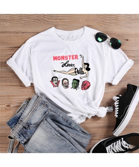 Colored Monster Lover cute T-shirt women 100% Cotton funny tumblr aesthetic graphic Vintage casual Fashion unisex tee top $27...