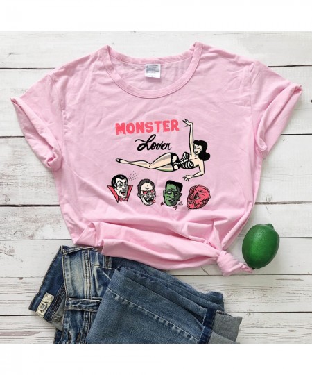 Colored Monster Lover cute T-shirt women 100% Cotton funny tumblr aesthetic graphic Vintage casual Fashion unisex tee top $27...