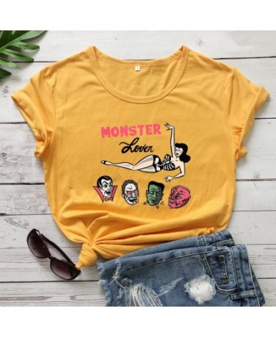 Colored Monster Lover cute T-shirt women 100% Cotton funny tumblr aesthetic graphic Vintage casual Fashion unisex tee top $27...