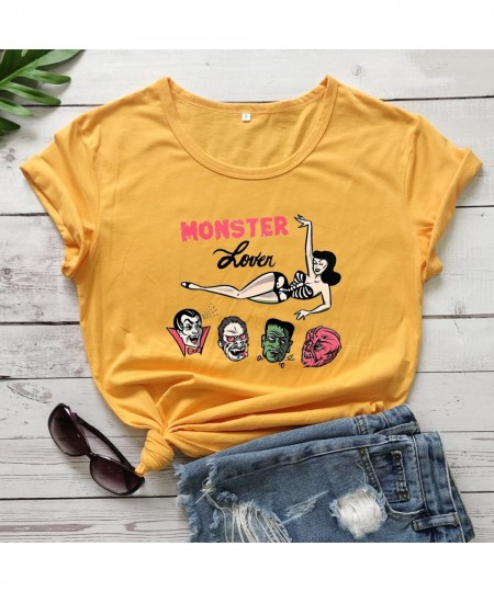 Colored Monster Lover cute T-shirt women 100% Cotton funny tumblr aesthetic graphic Vintage casual Fashion unisex tee top $27...