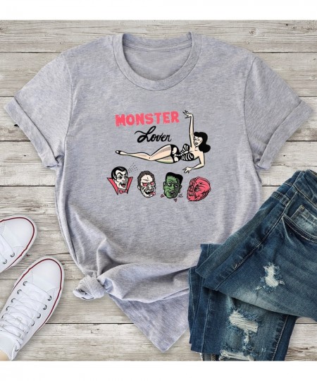 Colored Monster Lover cute T-shirt women 100% Cotton funny tumblr aesthetic graphic Vintage casual Fashion unisex tee top $27...