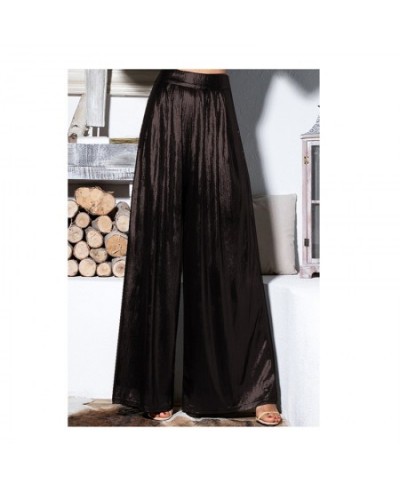 Plus Size Fashion Summer Ladies Loose Pants Metallic High Waist Pleated Wide Legs Trousers Glitter Casual High Street Long $5...