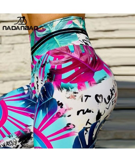 2023 New Leaves Printed Fitness Leggings Woman High Waist Running Yoga Pants PUSH UP Stretch Tights Leggins $28.10 - Bottoms