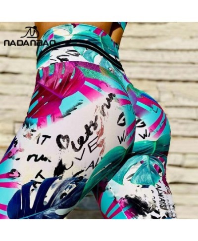 2023 New Leaves Printed Fitness Leggings Woman High Waist Running Yoga Pants PUSH UP Stretch Tights Leggins $28.10 - Bottoms