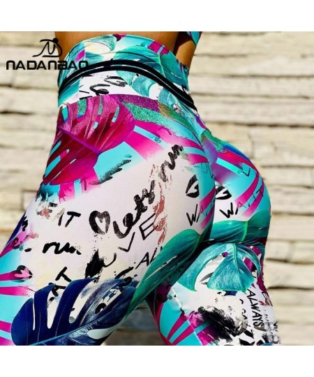 2023 New Leaves Printed Fitness Leggings Woman High Waist Running Yoga Pants PUSH UP Stretch Tights Leggins $28.10 - Bottoms