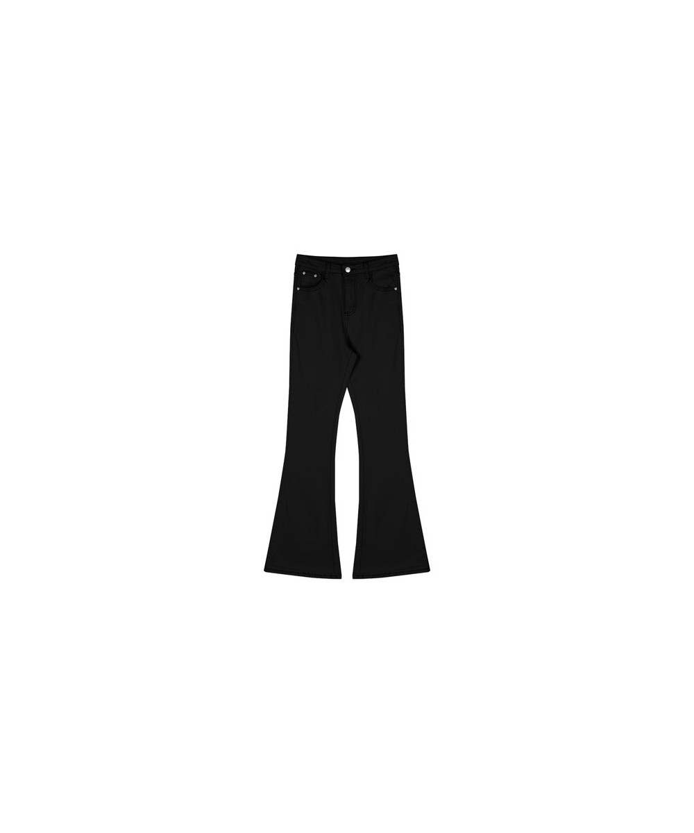 Women Jeans Denim Pant with Heart Fringe Pocket High Waist Flare Trouser Slight Bootcut Bell Bottom pantolon y2k clothes kore...