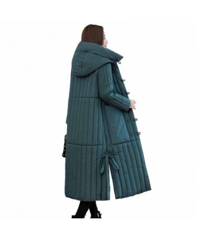 2022 Vintage Down Padded Jacket Women Winter X-Long Parka Loose Hooded Coat Single-Breasted Thicken Warm Outwear Overcoat KW3...