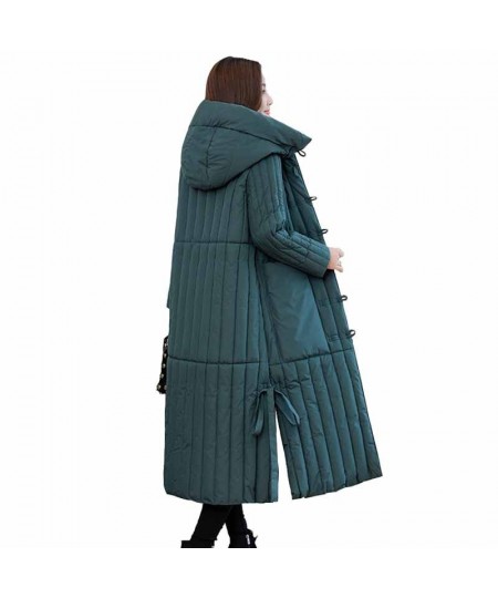 2022 Vintage Down Padded Jacket Women Winter X-Long Parka Loose Hooded Coat Single-Breasted Thicken Warm Outwear Overcoat KW3...