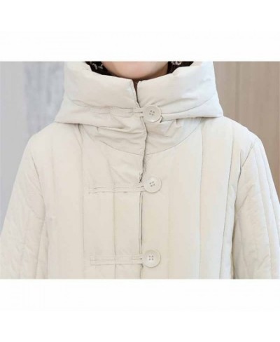 2022 Vintage Down Padded Jacket Women Winter X-Long Parka Loose Hooded Coat Single-Breasted Thicken Warm Outwear Overcoat KW3...