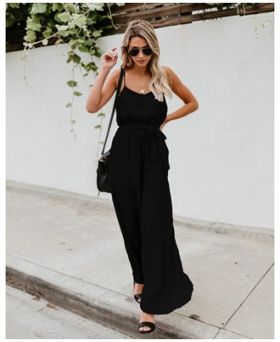 Women Sling Jumpsuits Wide Leg Summer Sleeveless Rompers Long Pants Onesies Office Ladies Elegant Overalls Jumpsuit Trousers ...