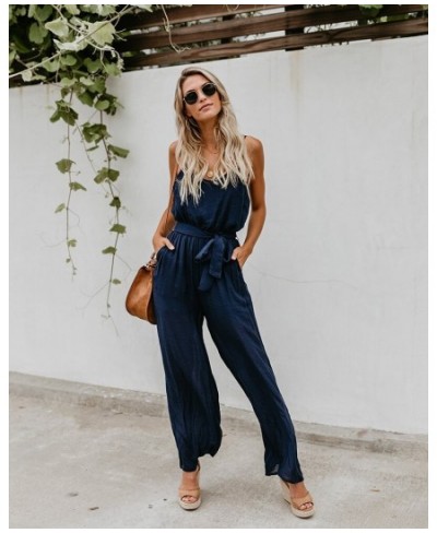 Women Sling Jumpsuits Wide Leg Summer Sleeveless Rompers Long Pants Onesies Office Ladies Elegant Overalls Jumpsuit Trousers ...