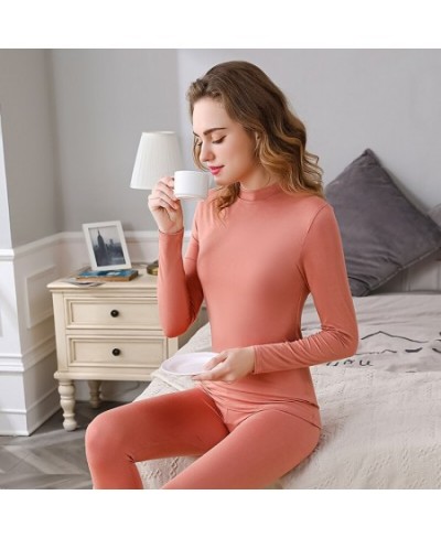 Women Long Sleeve Warm Modal Thermal Heated Underwear Set Long Johns Thermostat Thermos Home Suit For Winter Thermal Clothing...