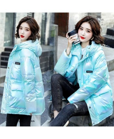 Winter Jacket Women's Parkas 2022 New Glossy Down Cotton Jackets Female Loose Hooded Cotton Padded Parka Overcoat Women Outwe...