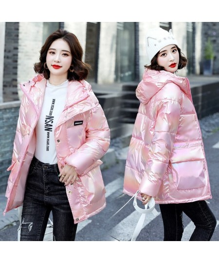 Winter Jacket Women's Parkas 2022 New Glossy Down Cotton Jackets Female Loose Hooded Cotton Padded Parka Overcoat Women Outwe...